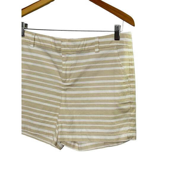 Tommy Hilfiger Tan & White Stripe Ribbed Shorts Women's Size 10 - Picture 4 of 5